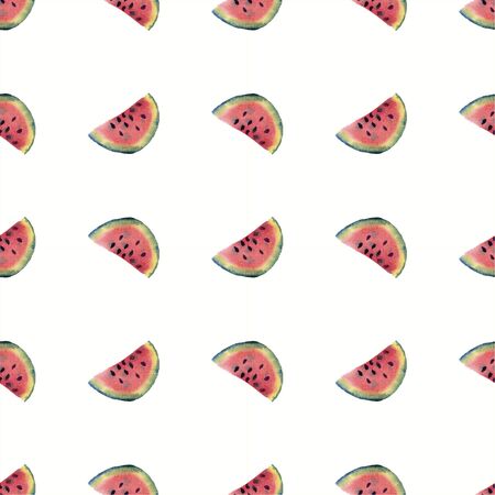 seamless pattern made of scattered decorative watermelon watercolorの写真素材