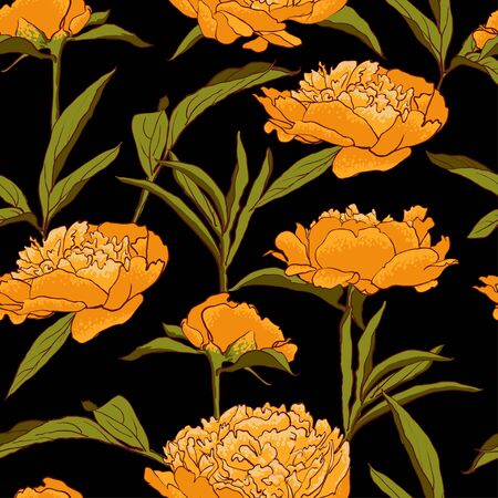vector background Seamless floral background with peoniesのイラスト素材