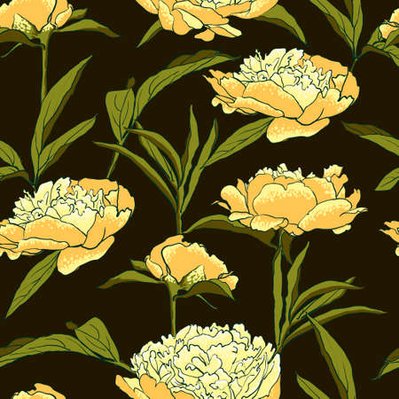 vector background Seamless floral background with peoniesのイラスト素材
