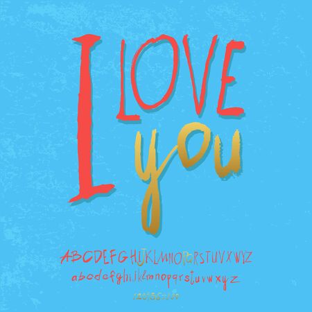 Ilove you hand lettering, handmade calligraphy, vectorのイラスト素材