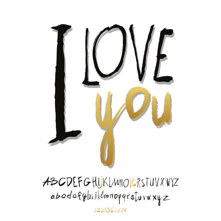 Ilove you hand lettering, handmade calligraphy, vectorのイラスト素材