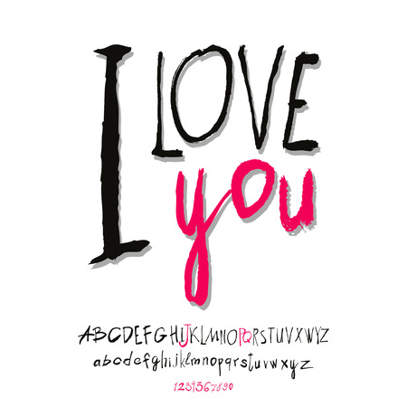 Ilove you hand lettering, handmade calligraphy, vectorのイラスト素材