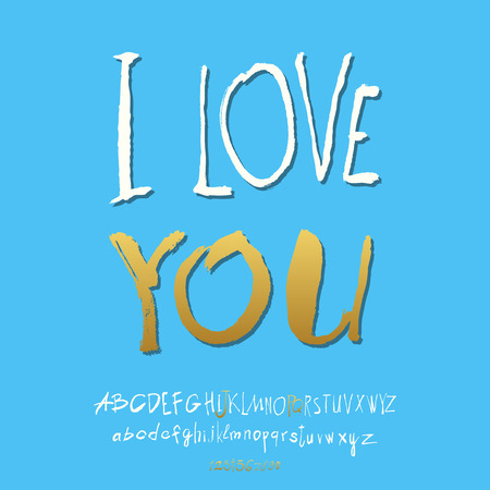 Ilove you hand lettering, handmade calligraphy, vectorのイラスト素材