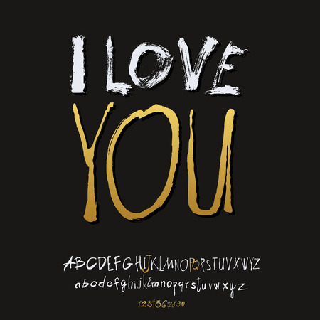 Ilove you hand lettering, handmade calligraphy, vectorのイラスト素材