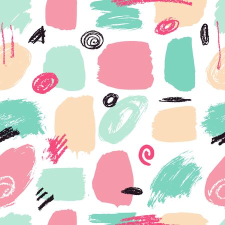 Vector seamless pattern. Abstract background with brush strokes. hand drawn texture. Modern Textured Brush Stroke . Dry Brush Strokeのイラスト素材