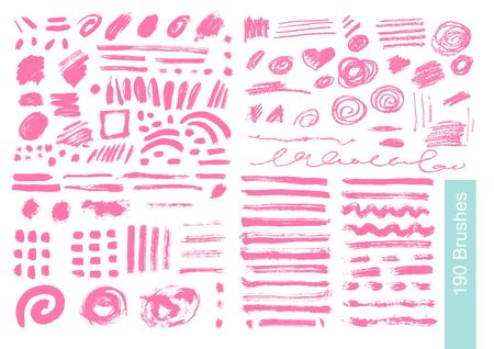 big set of 190 objects of vector brushes spots, blur, ink and chalkのイラスト素材