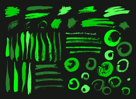 Vector Brush Stroke. Grunge Ink pen. Distressed quill. Black Modern Textured pen Stroke. setのイラスト素材