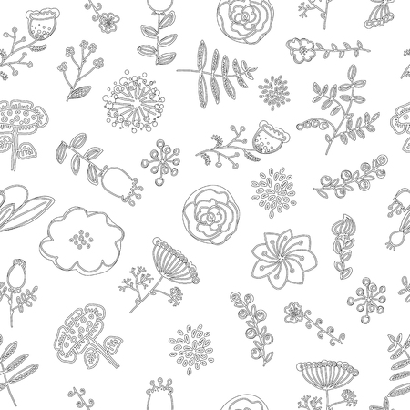 Elegance Seamless pattern with flowers for coloring bookのイラスト素材