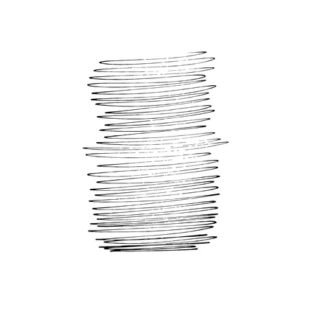 Vector Brush Stroke. Grunge Ink pen. Distressed quill. Black Modern Textured pen Stroke. Curls of a spiral drawn with ink by a sharp featherのイラスト素材