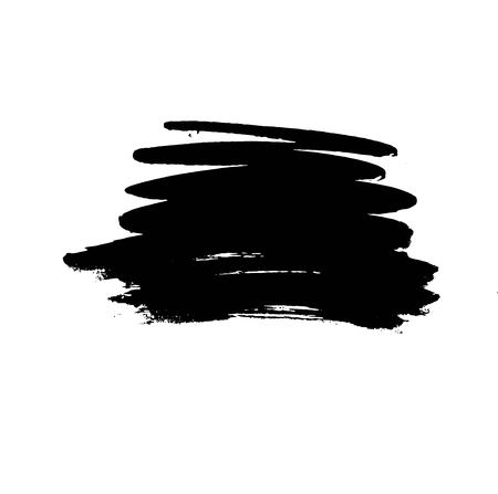 Vector Brush Stroke. Grunge Ink pen. Distressed quill. Black Modern Textured pen Stroke. Curls of a spiral drawn with ink by a sharp featherのイラスト素材