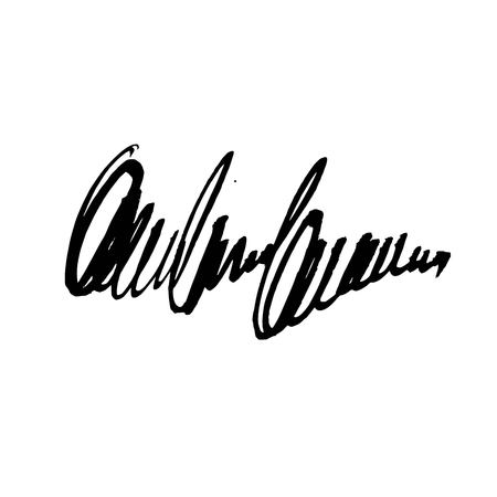 Vector Brush Stroke. Grunge Ink pen. Distressed quill. Black Modern Textured pen Stroke. Curls of a spiral drawn with ink by a sharp featherのイラスト素材