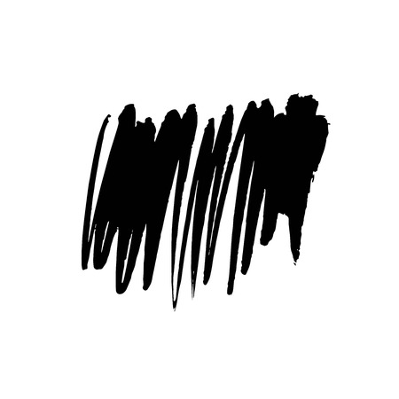 Vector Brush Stroke. Grunge Ink pen. Distressed quill. Black Modern Textured pen Stroke. Curls of a spiral drawn with ink by a sharp featherのイラスト素材