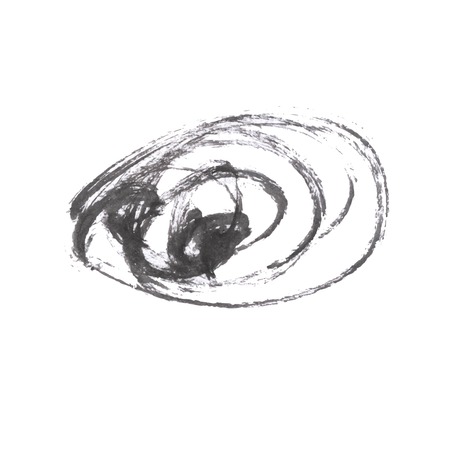 Vector Brush Stroke. Grunge Ink pen. Distressed quill. Black Modern Textured pen Stroke. Curls of a spiral drawn with ink by a sharp featherのイラスト素材