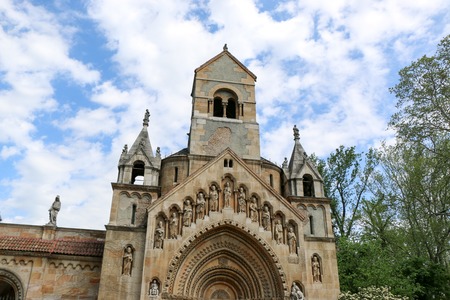 Vajdahunyad Castle with beautiful sunlightの写真素材