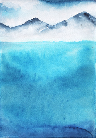 Watercolor landscape sky cloudsの写真素材