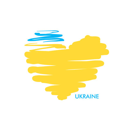 Ukraine flag icon in heart shapeのイラスト素材
