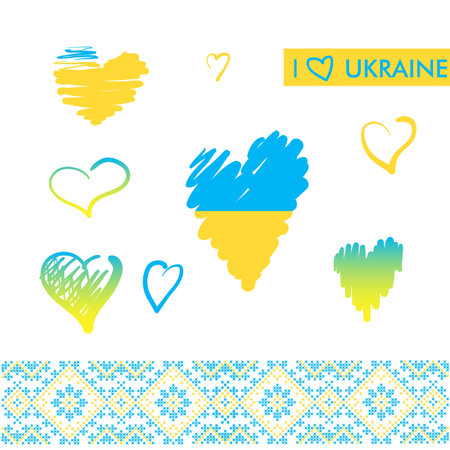Ukraine flag icon in heart set shapeのイラスト素材