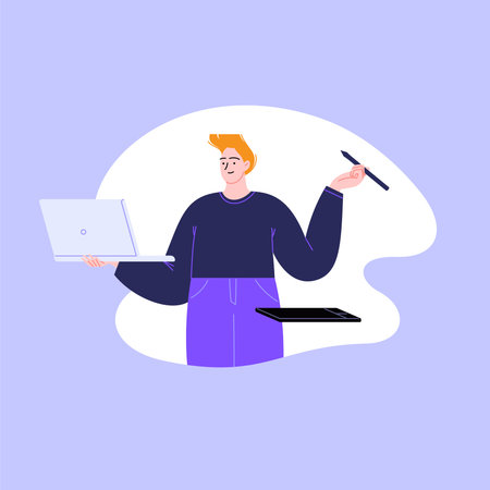 Designer illustrator at workのイラスト素材