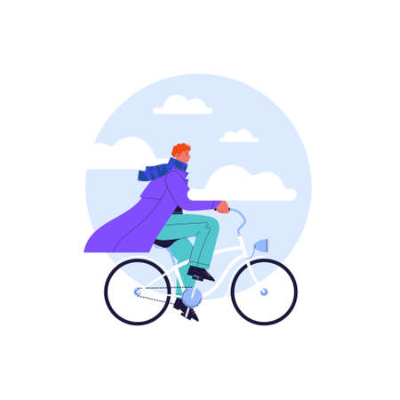 A man cycling in the blue skyのイラスト素材
