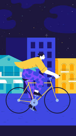 Night city bicycle rideのイラスト素材