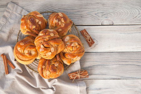Homemade Kanelbullar - Swedish Cinnamon Buns with almond.