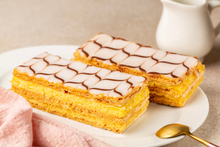 Breakfast with the mille-feuille, or millefeuille, is a piece of French pastry made from three...