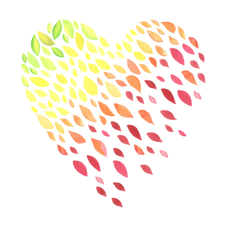 Watercolor background with autumn leaves. All object made in vector. Each one is separately.のイラスト素材