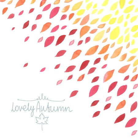Watercolor background with autumn leaves. All object made in vector. Each one is separately.のイラスト素材