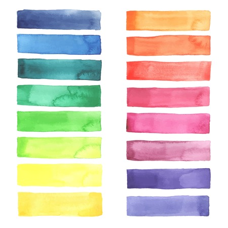 Hand painted Watercolor rainbow stripes made in vector.