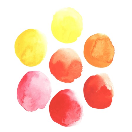 Spots of yellow, orange, red paints. All object made in vector. Each one is separately.のイラスト素材