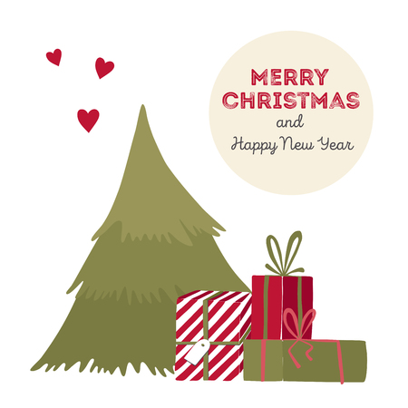 Vector illustration of a Christmas tree with gifts.のイラスト素材