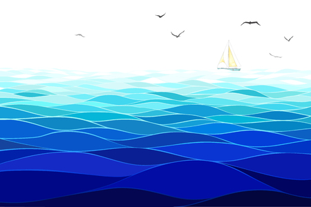 Sea background. Horizontal pattern. Imitation of watercolor.のイラスト素材