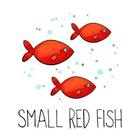 illustration of small red fish isolated on white background.のイラスト素材