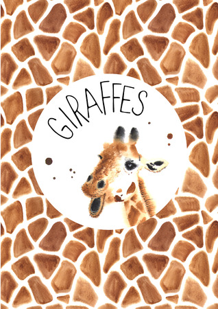 Realistic watercolor giraffeの写真素材