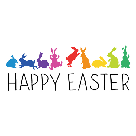 Happy Easter Header with bunnies silhouettesのイラスト素材