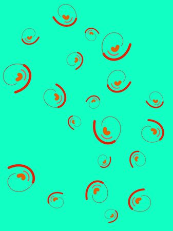 Abstract emerald background with stylized orange heart illustrationのイラスト素材