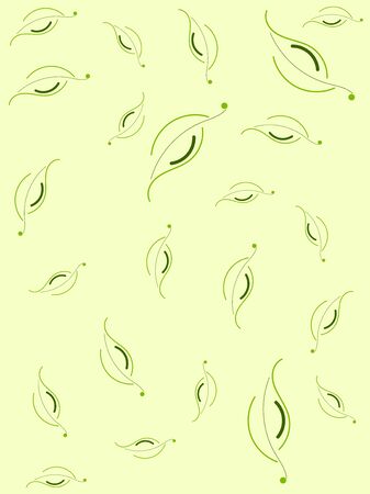 Abstract light yellow background with green leaves illustrationのイラスト素材