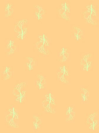 Abstract pastel orange background with decorative leaves illustrationのイラスト素材