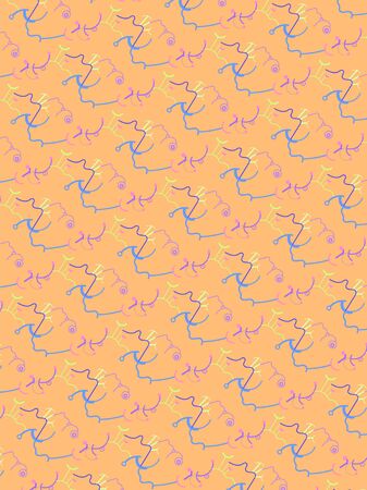 Abstract orange background with a linear pattern in blue and greenのイラスト素材