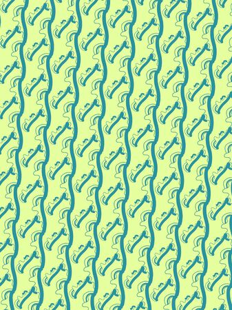 Abstract yellow background with a blue floral patternのイラスト素材