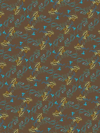 Abstract brown background with linear plant-like patternのイラスト素材