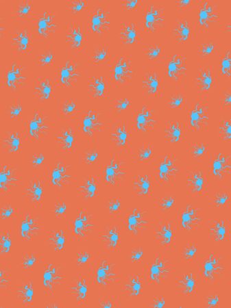 Abstract red background with blue octopus-like patternのイラスト素材