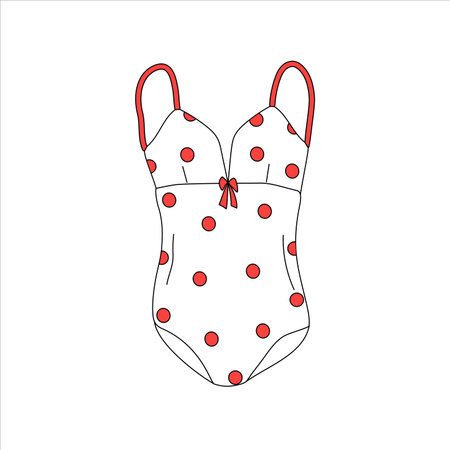 Clothes  for the beach. Swimwear for the beach and pool, doodle,  summer.  Vector illustration .のイラスト素材