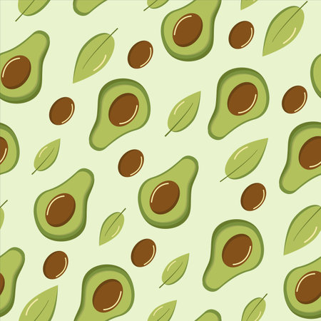 Pattern vector Avocado. Slice, juicy fruit. Vegetable, a natural plant product. Vegetable oil, vector illustration.のイラスト素材