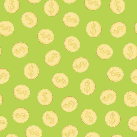 Pattern Metallic American dollar coin. Icon, vector sign. Gold coin, cent. currency. Illustration with Isolated background.のイラスト素材
