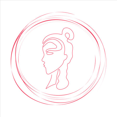 Portrait of a woman in one line. Profile drawing Girl.のイラスト素材