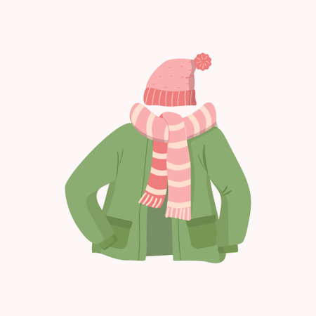 Jacket and hat .Clothes for the cold season. Men's and women's fashion. vectorset. Illustration on an isolated background.のイラスト素材