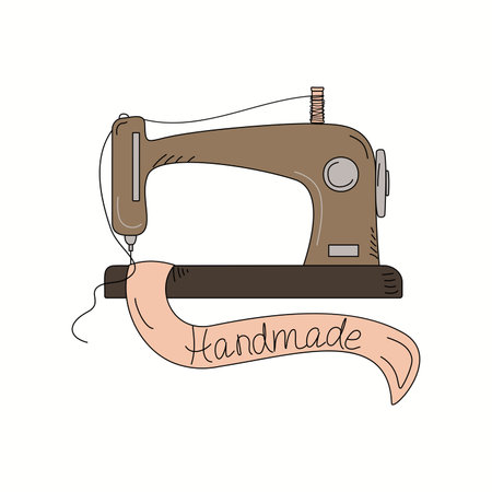 Doodle drawing black outline. handmade inscription. Lettering, hand drawn. Vector illustration, white isolated background.のイラスト素材