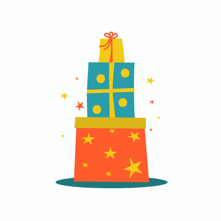 Gifts in boxes. Doodle drawing. A set of gifts, options, variety. Holiday decor. New Year, Christmas, Birthday. Vector illustration, background isolated.のイラスト素材