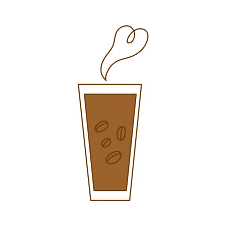 Logo, icon glass with coffee. Paper glass with hot drink. Heart shape. Vector graphics. White isolated background.のイラスト素材